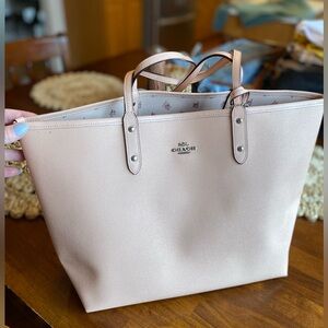 Coach Light Pink Leather Large Tote (Reversible)